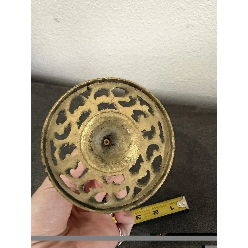 Vintage Solid Brass Candlestick Holder Taiwan Boho Hollywood Regency Decor 1970s